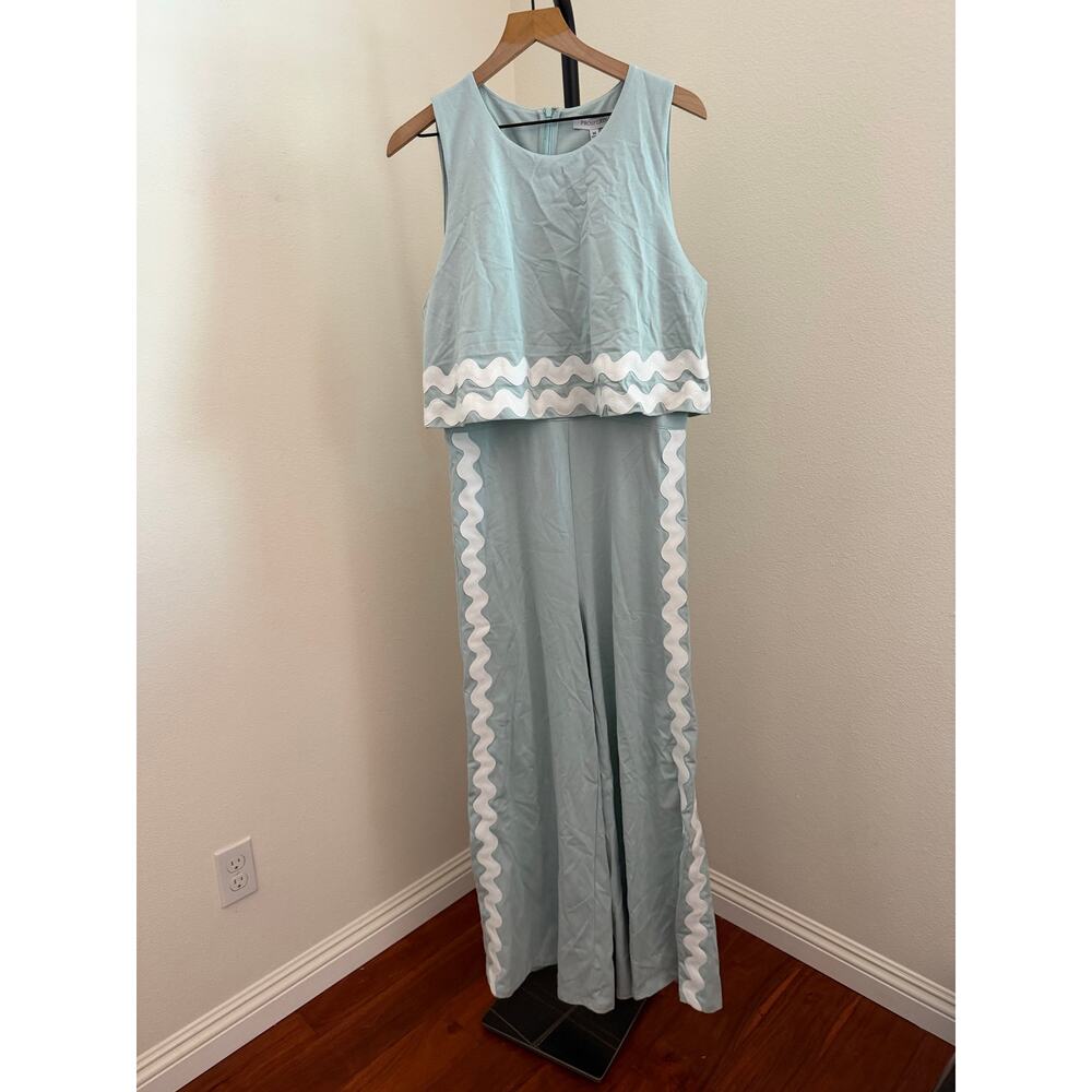New NWT Prosperina Kayla ancient waters aqua cotton jumpsuit - Picture 5 of 10